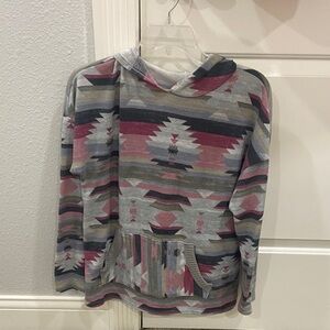 BiBi Aztec Pattern Hoodie in Gray, Pink, Navy